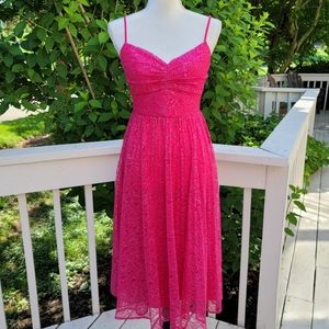 J Crew Pleated Midi Dress Bright Pink